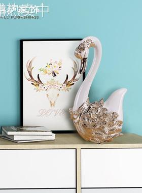 天鹅摆件一对客厅电视柜创意家居装饰品结婚礼物送闺蜜新婚礼品