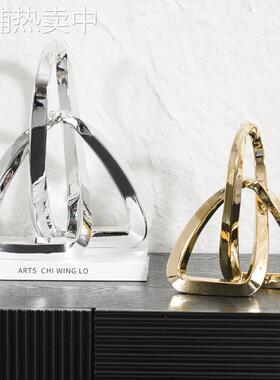 意式轻奢电镀金色几何摆件创意客厅电视柜桌面装饰品跨境家居用品