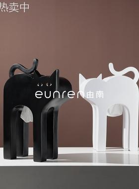 现代简约卡通创意慵懒长腿猫纸巾盒摆件家用酒店客厅餐桌抽纸盒