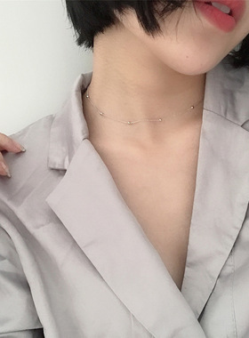 addicted废话项链纯银女chic锁骨链玫瑰金韩国简约学生chic百搭款