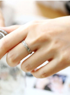 纯银细款希腊字母开口可调节戒指