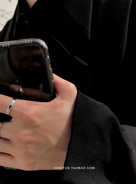 阿柴光面开口情侣礼物银戒指