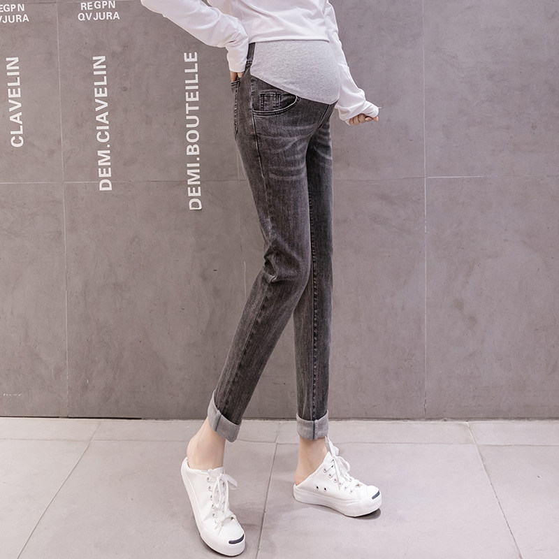 托腹外穿弹力裤超长 舒威娜孕妇直筒裤