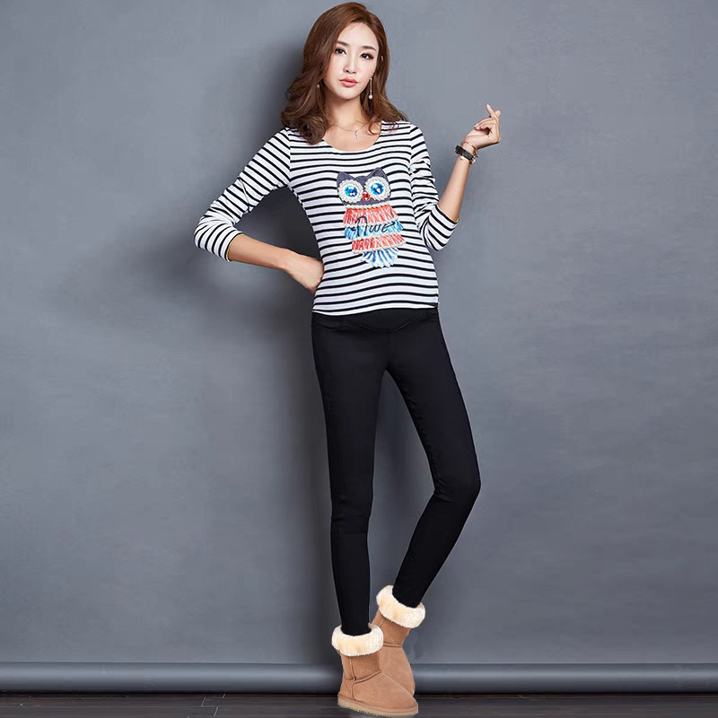 高个子孕妇加绒秋冬托腹外穿小脚裤 舒威娜孕妇铅笔裤