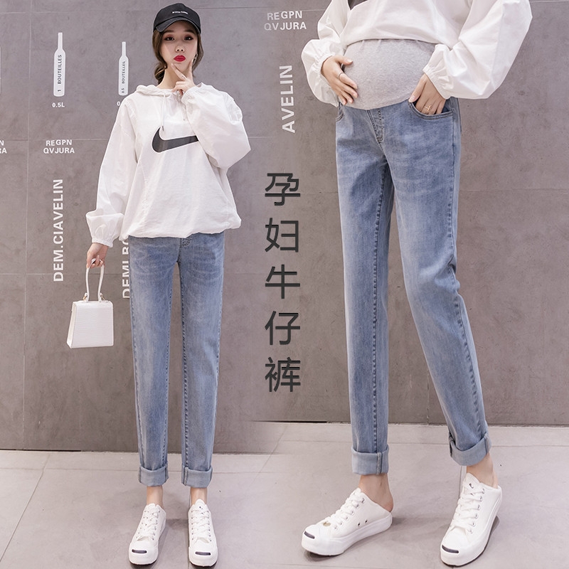 托腹外穿弹力裤超长 舒威娜孕妇直筒裤