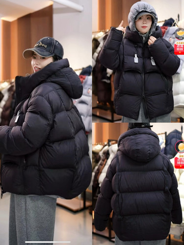 3/22双帽撞色中长款加厚龟背90白鹅绒羽绒服。太洋气了！安利！ - 图0