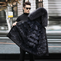 Pie overcomes the mens winter 2023 new fox fur liner fur integrated otto rabbit fur straw jacket with long sheet