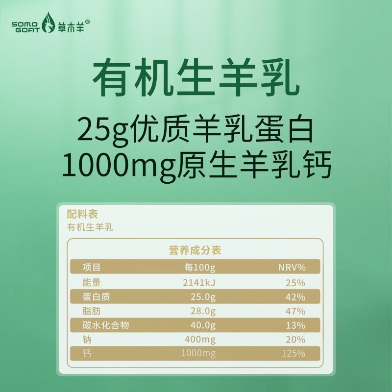 买1发2草木羊有机纯羊奶粉学生成人中老年无蔗糖高钙1Kg*2礼盒装 - 图1