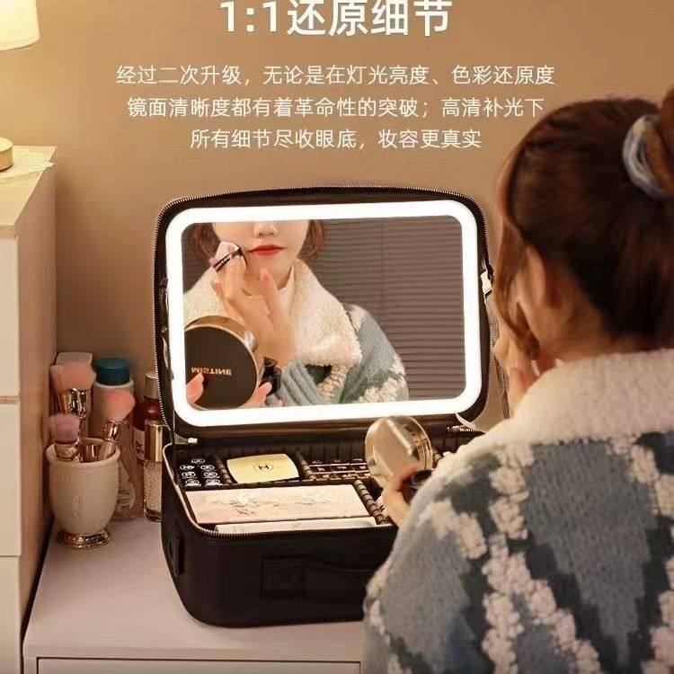 高端带镜子化妆包女大容量新款便携式收纳盒分区外出旅行化妆箱包,淘宝优惠券,粉丝福利购,淘宝优惠卷