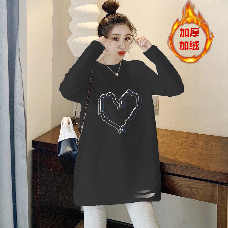 秋冬打底衫女加厚加绒叠穿卫衣内搭遮屁股中长款宽松长袖t恤上衣,淘宝优惠券,粉丝福利购,淘宝优惠卷