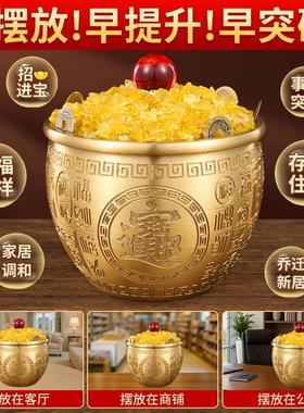 黄铜百福缸米缸铜制招财缸聚财存钱罐聚宝盆客厅摆件家居工艺品