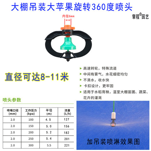 大棚灌溉喷淋雾化喷头羊肚菌猕猴桃果园浇菜浇水旋转360度喷雾头 - 图0