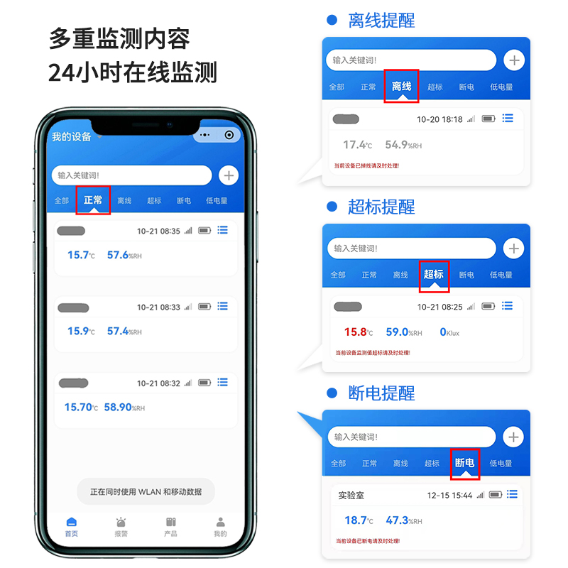 大棚手机远程温湿度计养殖温度湿度传感器实验室仓库光照记录仪器-图1