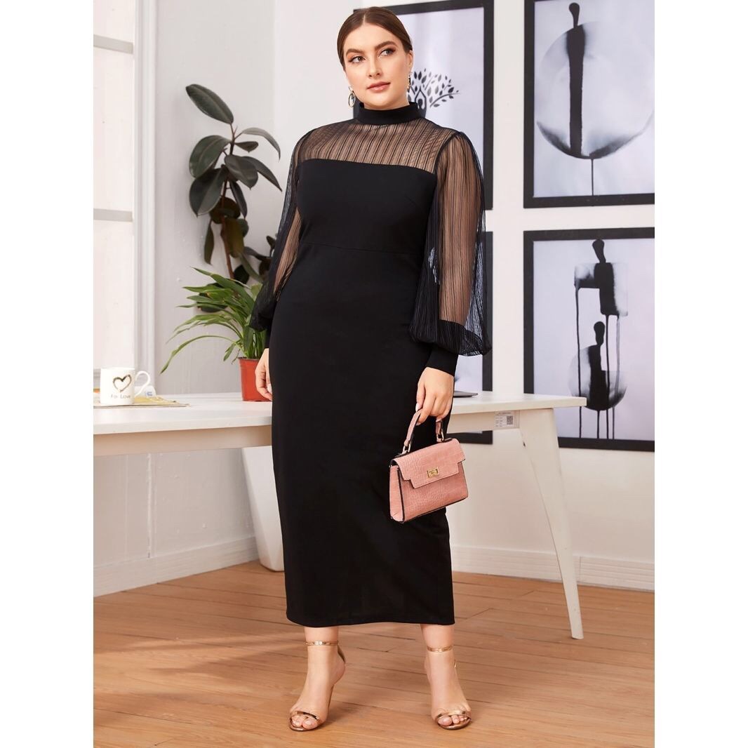 Plus size Women summer casual loose lace party dinner dress-图0