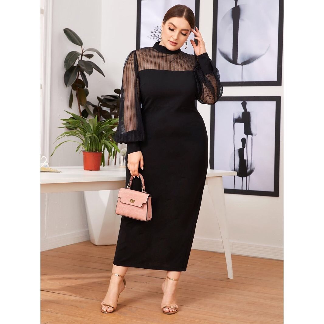 Plus size Women summer casual loose lace party dinner dress-图2