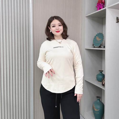2025新款韩版大码女装春秋鱼骨长袖T恤胖mm遮肚显瘦设计感洋气上 - 图2