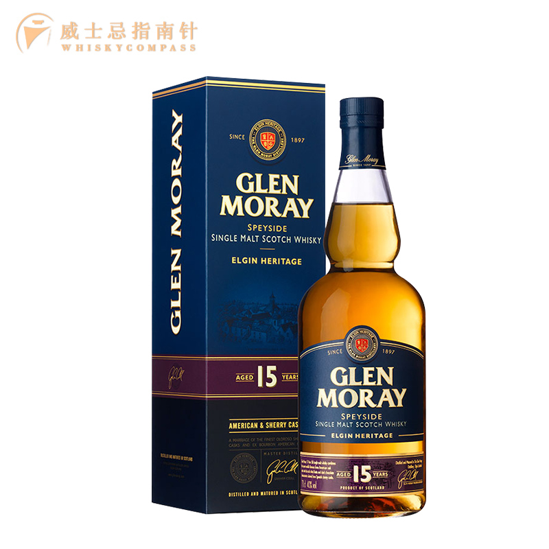 【指南针】格兰莫雷15年苏格兰原装单一麦芽威士忌洋酒Glen Moray - 图0