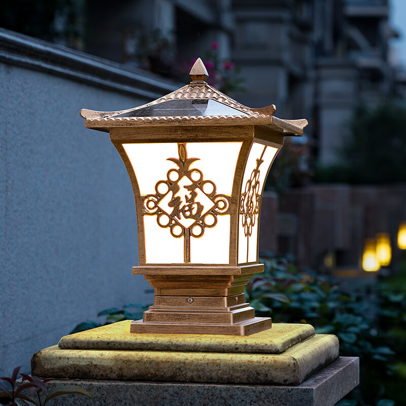 太阳能庭院柱头灯户外灯别墅花园围墙灯室外防水led景观装饰灯-图2