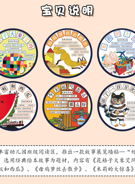 幼儿园阅读区区角墙面环创装饰主题绘本故事圆形展板布置材料环境