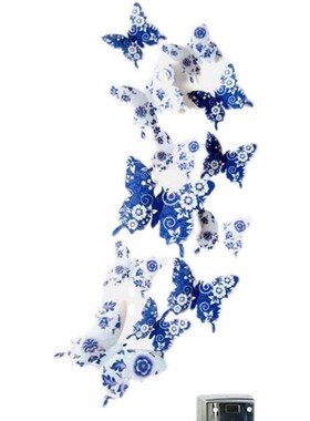 青花瓷花纹蝴蝶墙饰环创材料