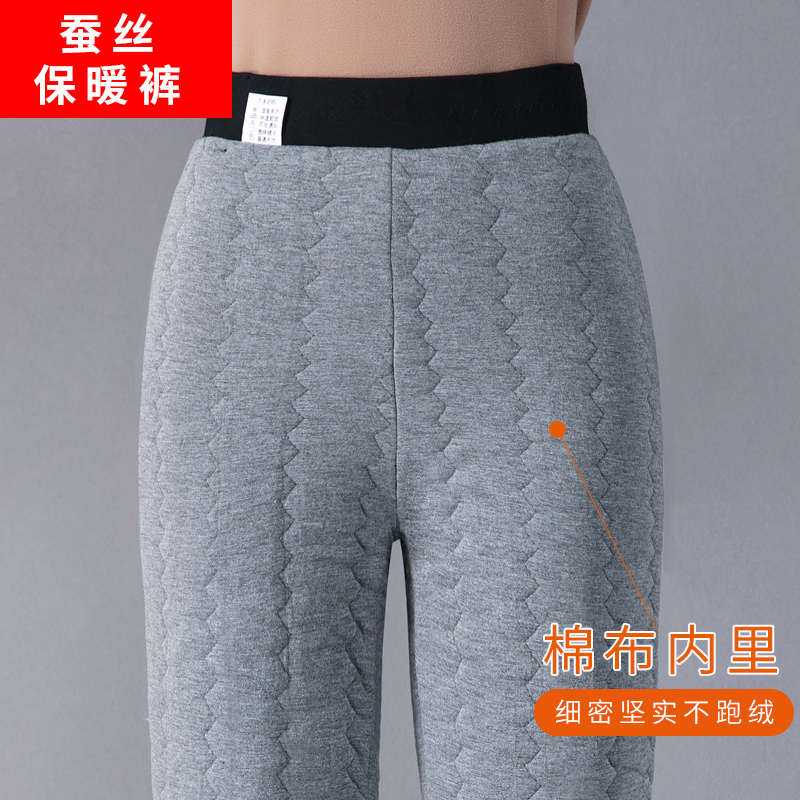 loueddssd倍艾旗舰店中老年妈妈裤子女秋冬保暖蚕丝棉裤宽松中年加绒加厚直筒休闲长裤1