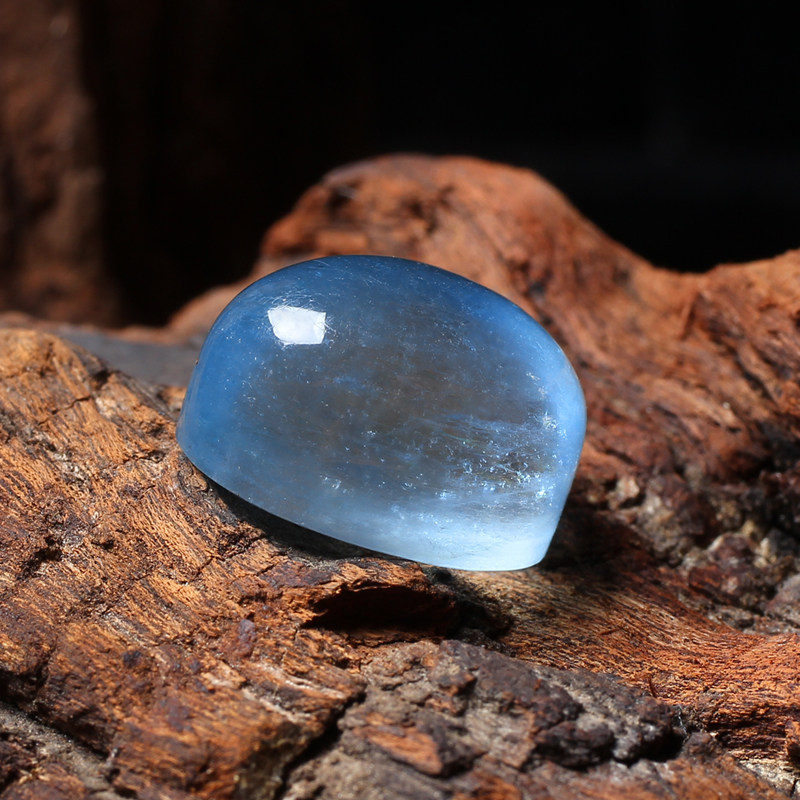 Ice aquamarine small egg pendant oval egg-shaped large bare stone ring inlaid ring necklace DIY jewelry