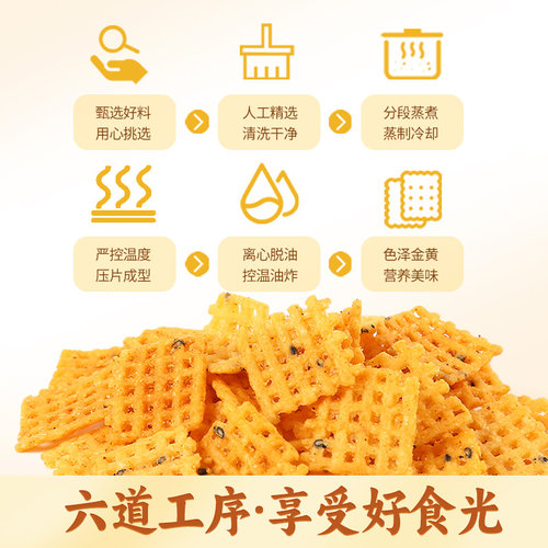 张二嘎黑芝麻小米锅巴袋装脆薯片椒盐牛肉蟹黄味怀旧零食解馋小吃 - 图0