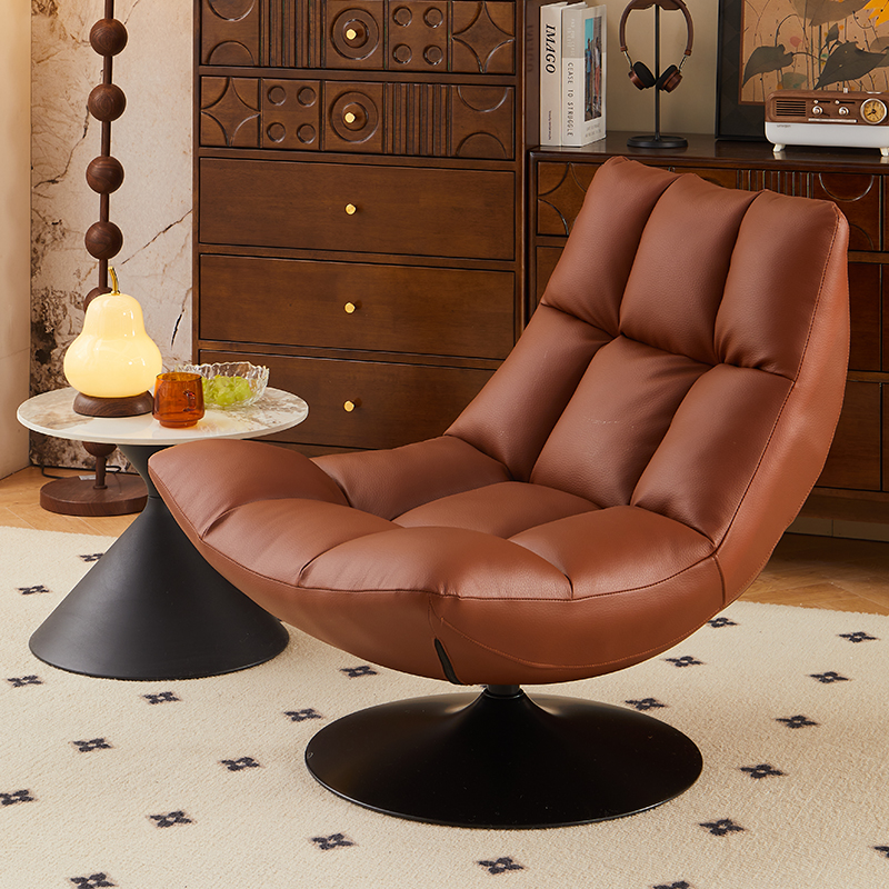 意式轻奢单人沙发椅设计师款创意时尚休闲椅客厅阳台懒人椅可旋转 - 图1
