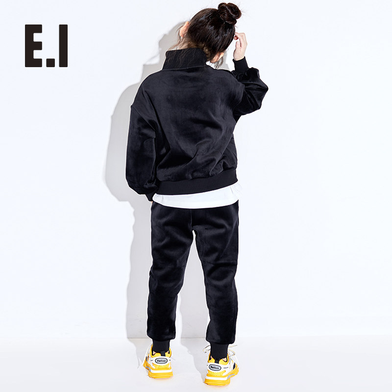 秋装e.i女童春新品长袖丝绒两件套 EI童装亲子装/亲子时装