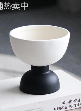 北欧风摆件水果盘糖果盘创意圆形高脚零食盘样板房客厅托盘装饰品