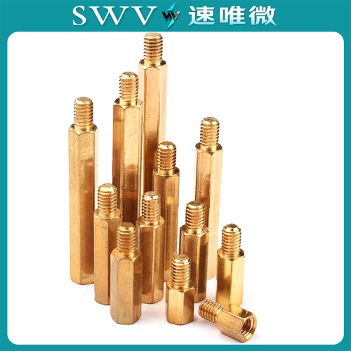 六角铜柱M3*5/8/10/15/20/25/30/35/40/45/50/60+6mm 尼龙隔离柱 - 图1