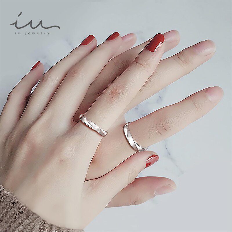 iu音岚999纯银对戒开口情侣戒指 iu戒指/指环