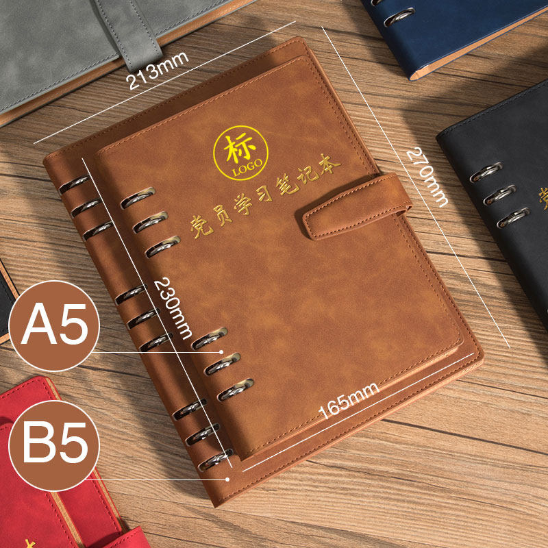 党员学习笔记本2024新版活页可拆卸a5三会一课32k会议记录本b5办公工作笔记16k党支部环扣记事本定制可印logo