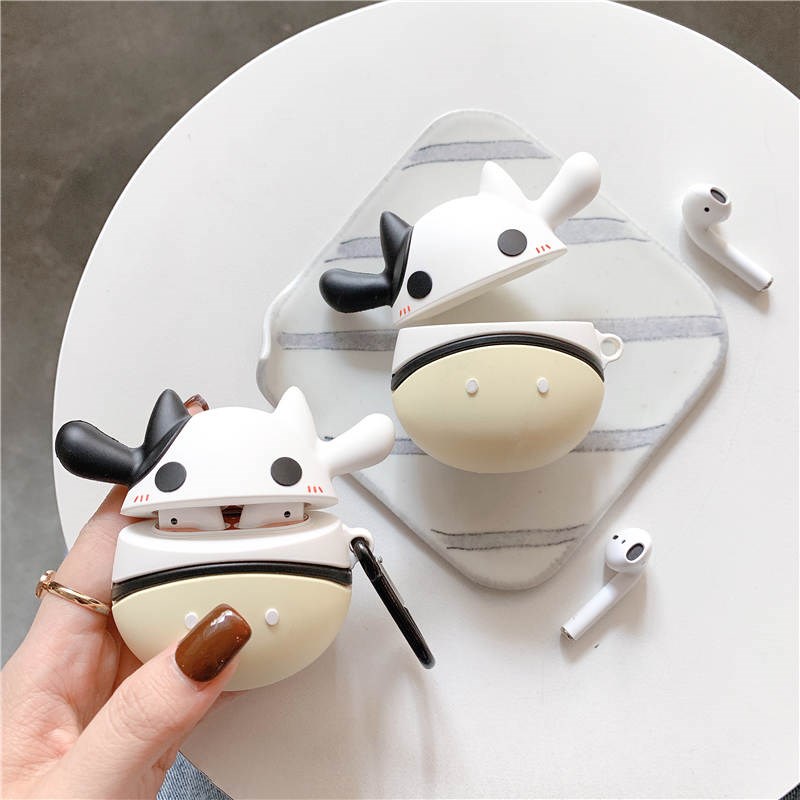 3D Raincoat Pig Hat Duck Earphone Case For AirPods 1 2 Milk - 图0