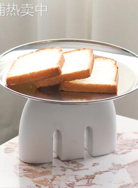 现代创意收纳M形拱门果盘点心托盘摆件样板房间售楼处前台装饰品