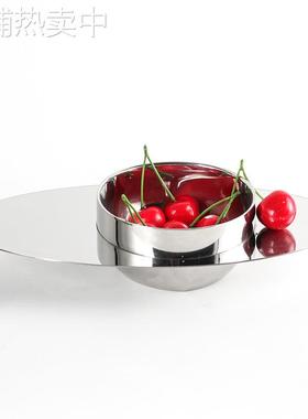 创意艺术飞碟金属果盘摆件样板房售楼处餐厅咖啡厅零食点心碗饰品