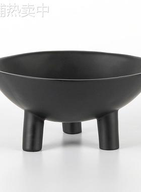 北欧简约圆形果盘高脚托盘摆件客厅茶几酒店电视柜样板间软装饰品