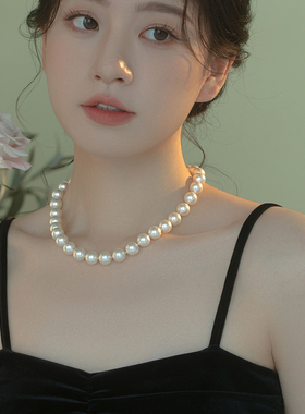 倪妮同款法式打结施家珍珠项链女