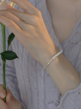 高级感碎银子天然珍珠手链