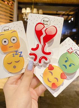 滴汗发夹可爱表情包女侧边刘海夹子头饰emoj黄豆水滴边夹无语发卡