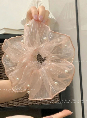 巨好看网纱头花粉色大肠发圈超大