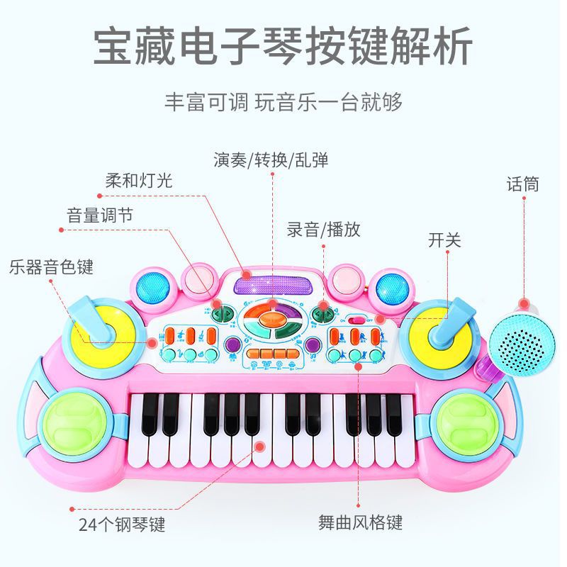 儿童电子琴玩具初学者可弹奏小钢琴3-6岁宝宝跨境2女孩2024年礼物