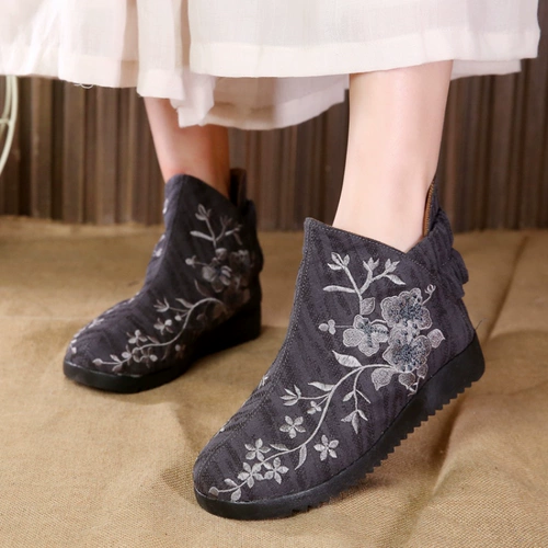 Демисезонные этнические флисовые короткие сапоги, ботинки, этнический стиль, китайский стиль