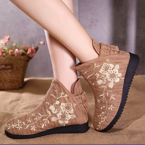 Демисезонные этнические флисовые короткие сапоги, ботинки, этнический стиль, китайский стиль