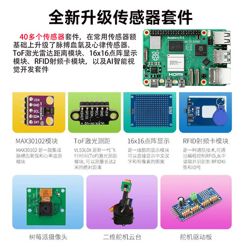 树莓派5传感器8g视觉开发套件 Raspberry Pi 5b核心主板5代4g编程 - 图1