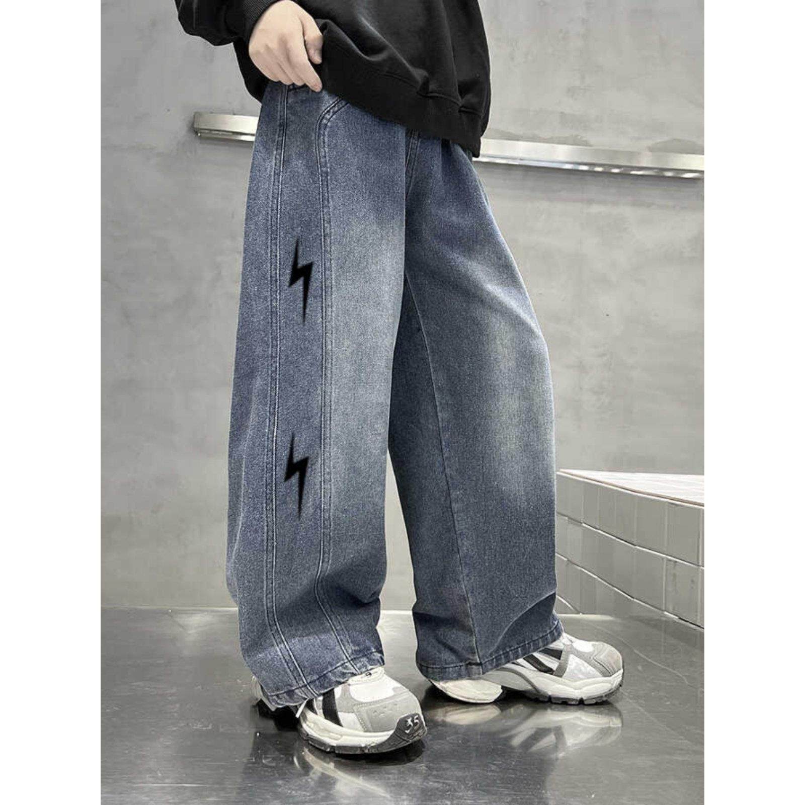 儿童牛仔裤春秋季新款学生版男孩阔腿裤中号和大号童装韩式宽松直,淘宝优惠券,粉丝福利购,淘宝优惠卷