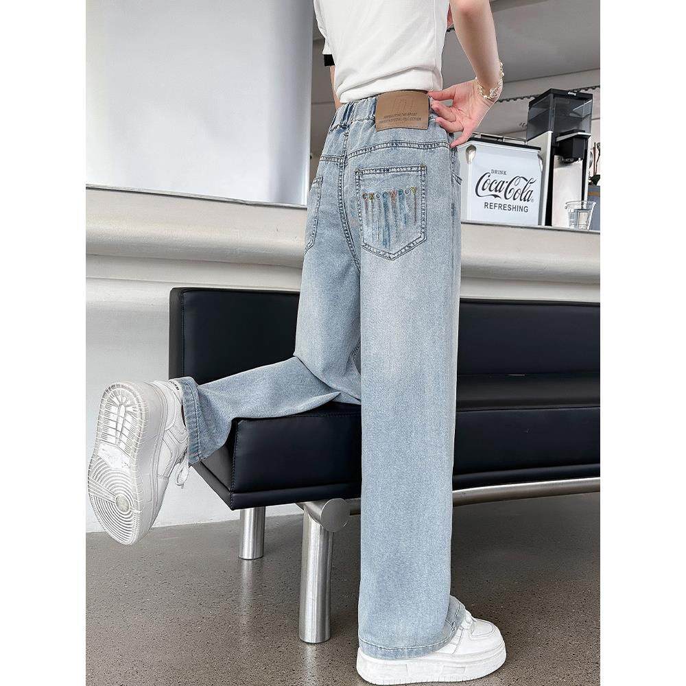 女童裤子夏季薄款2025新款夏装女大童洋气窄版阔腿儿童天丝牛仔裤,淘宝优惠券,粉丝福利购,淘宝优惠卷