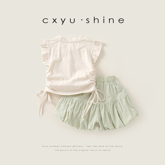 Girls suit summer 2026 new fashionable baby summer shorts children's short-sleeved T-shirt two-piece set