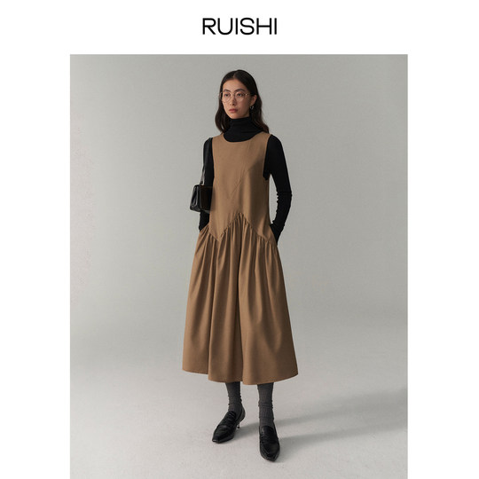RUISHI芮时 美拉德穿搭 不规则结构设计感背心裙无袖连衣裙女秋冬