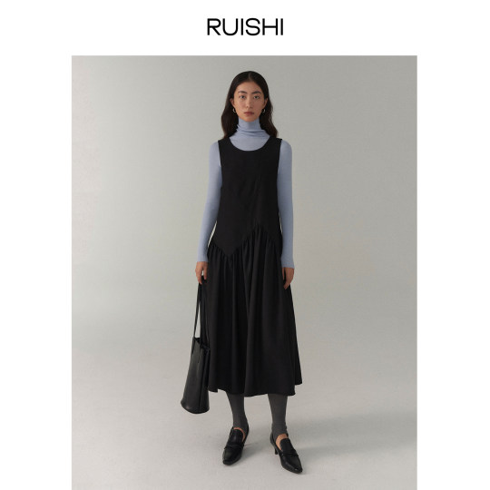 RUISHI芮时 美拉德穿搭 不规则结构设计感背心裙无袖连衣裙女秋冬